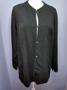 Soft by Avenue Cardigan Sweater Size 26/28 Charcoal Gray Button Up Shawl Collar